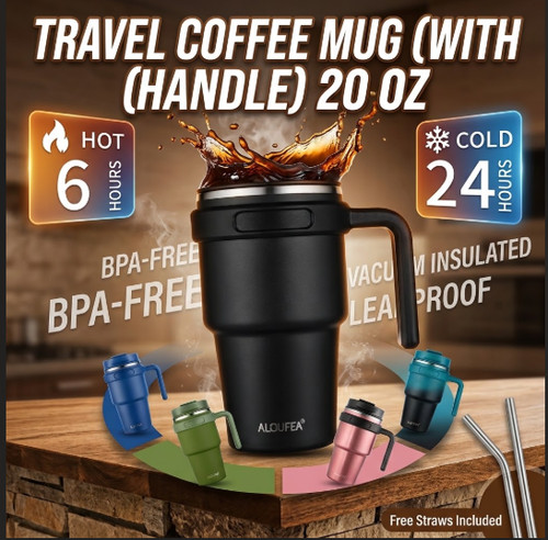 Travel coffee mug with handle - travel,