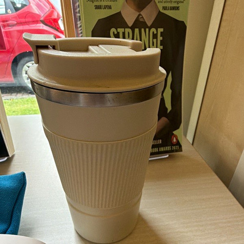 White travel mug - white, mug,