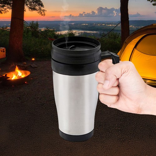 Steel 400ml travel mug - steel, hot
